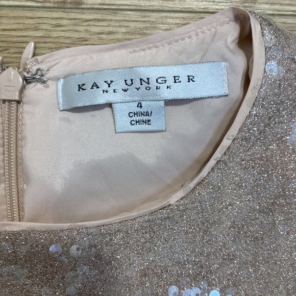 Kay Unger Size 4 Carla Shirred Sequin Dress Drape Light Pink Evening Gown NWOT - Picture 5 of 10